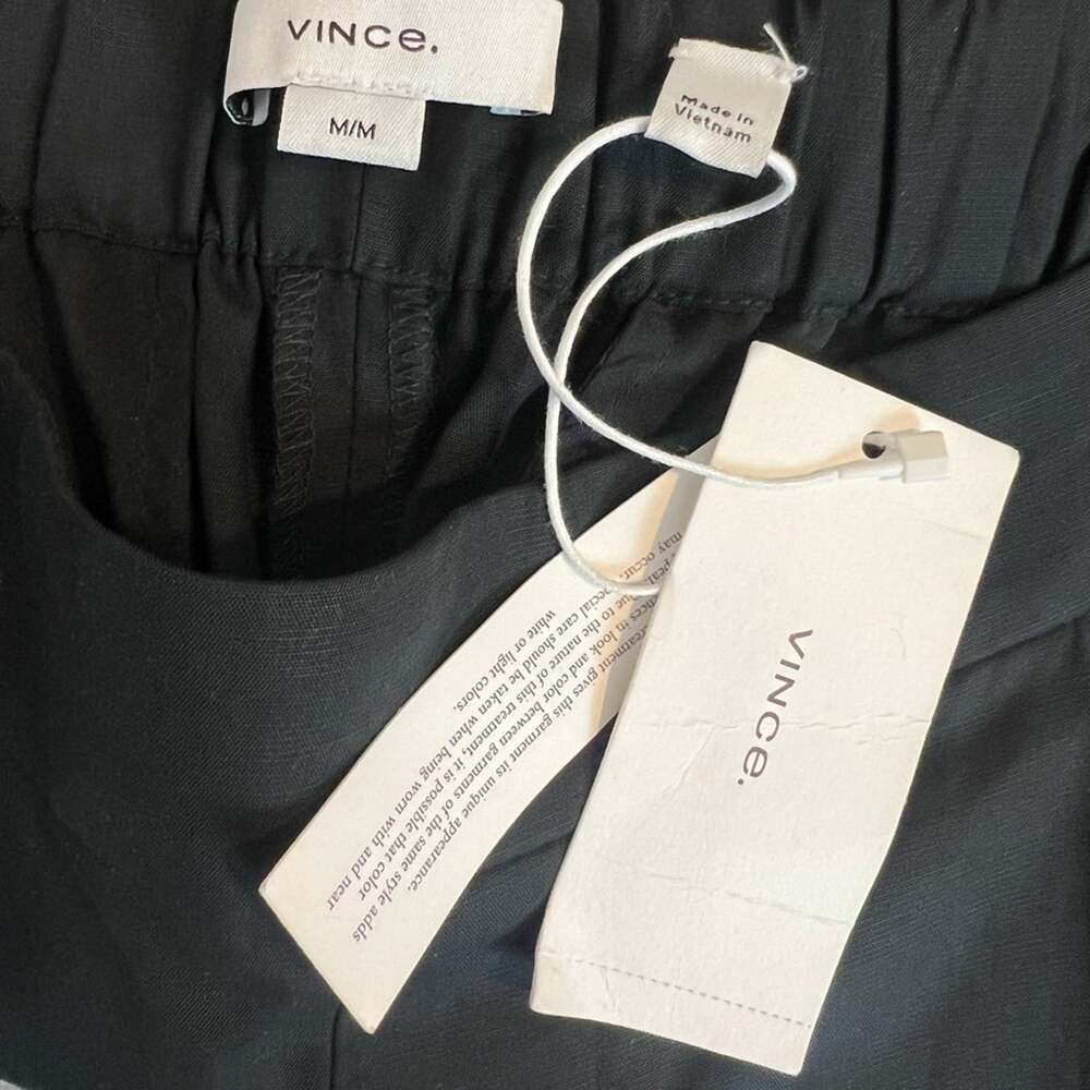 NWT Vince Straight Leg Pull on Pants Black sz M Lyocell Linen Blend - Picture 6 of 12